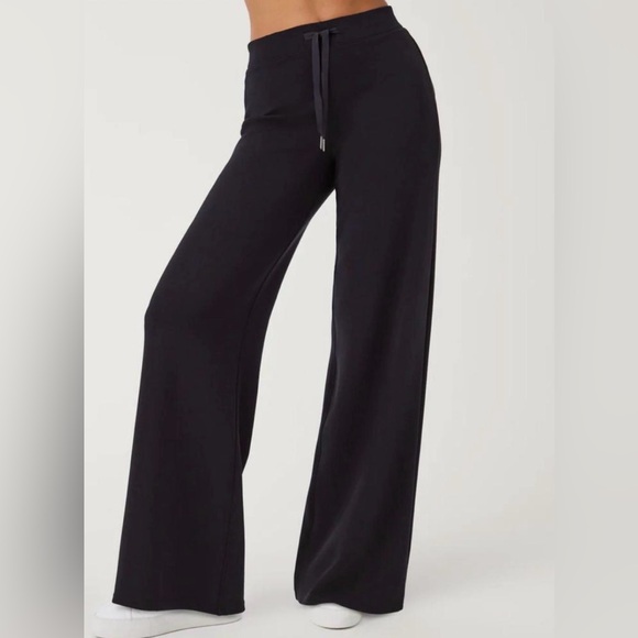Spanx Air Essentials Wide Leg Pants Womens Black 2X Lux Cozy Lounge - Picture 1 of 11